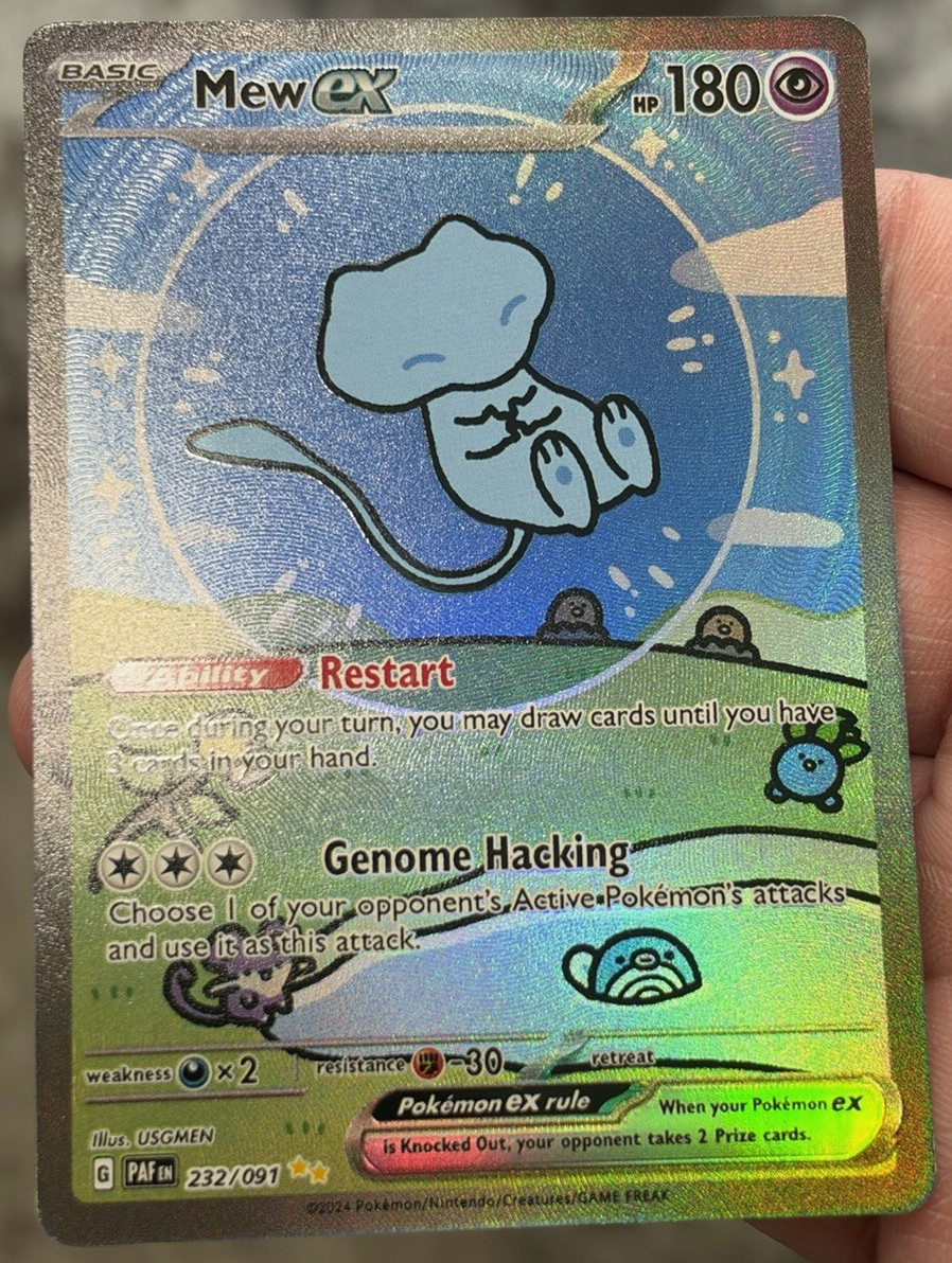 Mew ex 232/091 Full Art Paldean Fates Holo Textured *Fan Art*