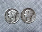 Rare Mercury Dimes (Lot Of 2):  1942 P, 1945 P.