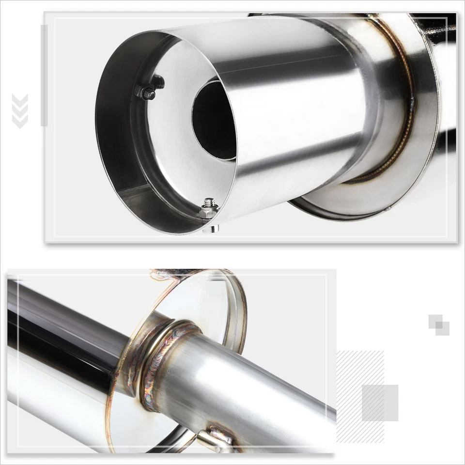 For 89-91 Honda Civic ED 4-Dr Sedan 4" Round Tip Muffler Catback Exhaust System - Image 4 of 4