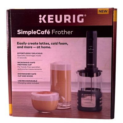 Keurig SimpleCafé Milk Frother USB Rechargeable Latte Cappuccino Cold Foam Maker