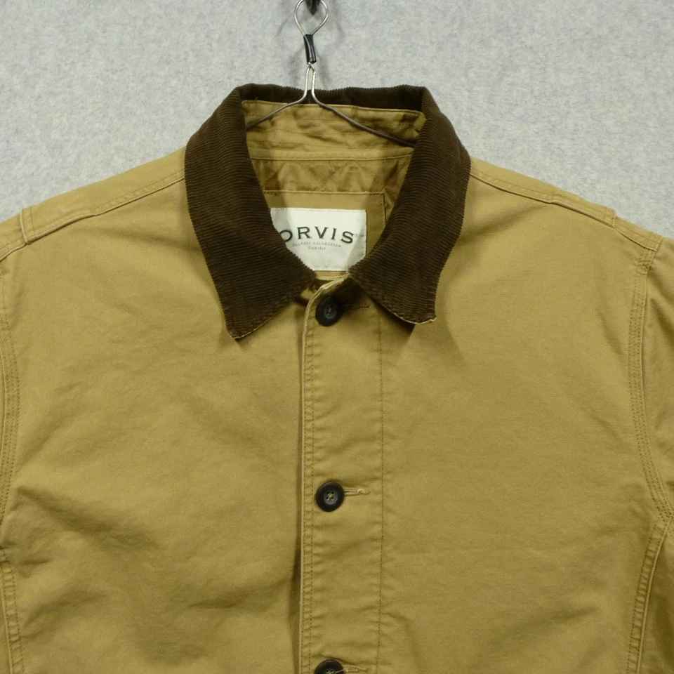 Jaqueta Orvis masculina grande bronzeada celeiro casaco trabalho lona acolchoada forrada colarinho de veludo - Imagem 4 de 4