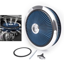 14 X 3 Super Flow Washable Blue Round Air Cleaner Kit Drop Base For Sbc Bbc