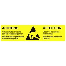 BJZ A-60780 ESD Logo Sticker 1000pcs Yellow L x W 105mm x 26mm Sticker