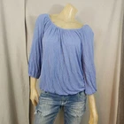 Michael Kors Blue Paisley Round Neck 3/4 Slv Blouse Shirt Top MEDIUM USED