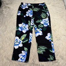 Banana Republic Women's 2 Black Blue Floral Avery Trouser Pant Resort Office