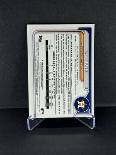2024 Bowman Chrome Will Bush 1st Orange Shimmer Auto 05/25 Houston Astros - Picture 2 of 2