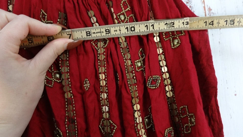 Regata Lucky Brand Feminina X-Pequena Vermelha Frisada Coquetel Casual - Imagem 3 de 4