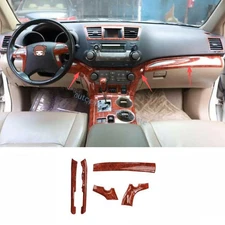 For Toyota Highlander 2008-2012 2013 Brown Wood Grain Dash Gear Shift Side Strip