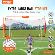 Barricade Backstop Net, 20x10 ft Ball Sports Barrier Netting, for Backyard