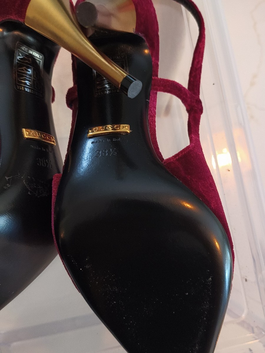 GUCCI レッド ベルベット パンプス 22.5㎝　箱付き Gucci Velvet Slingback Pumps Red Size 8.5/US Authentic | eBay