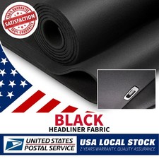 Black Flat Knit Headliner Fabric Foam Back Auto Roof Repair Upholstery Material