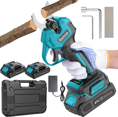 Electric Pruning Shears Brushless,  Cordless Pruner Shears with 2 Batteries 2.0A