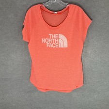 The North Face Womens Sz M Short Sleeve Shirt Orange Top Half Dome Logo