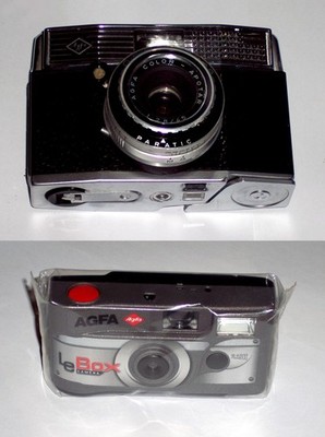 Agfa Kamera Optima 500 mit Apotar 1:2,8/45 und Einmalkamera Agfa Le Box
