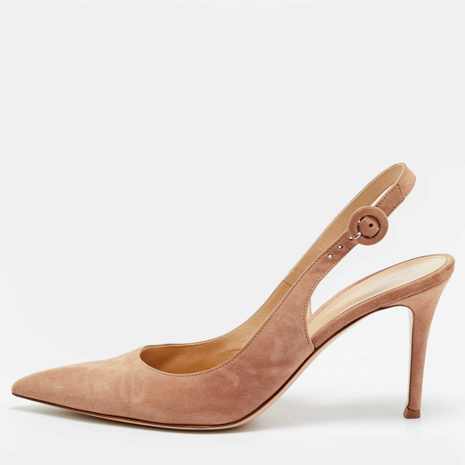 Gianvito Rossi Size 40.5 Beige Suede Slingback Pumps