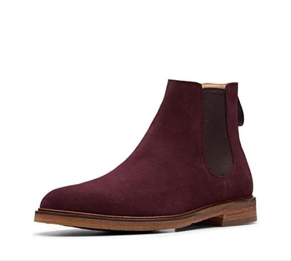 Men Clarks Boots Purple Suede 46 #7BW1