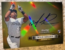 2012 Bowman Sterling Rookie Gold Refractor /50 Wilin Rosario Auto RC Rookie Card. rookie card picture