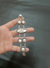 Beautiful Mother of Pearl Gem Bracelet Sterling Silver Adjustable Gift Bracelet