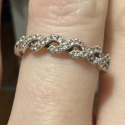 14k Weißgold Vera Wang Love Collection Diamant geflochten Band Twist Ehering