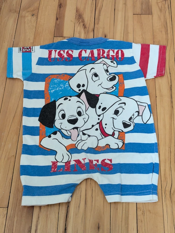 RARO Mameluco Vintage Disney 101 Dálmatas Rayas Azules Talla 2T Foto 4 de 4