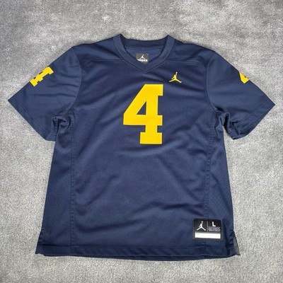 Nike Air Jordan Michigan Wolverines #4 Football Jersey Youth Size L Navy Blue