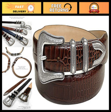 Genuine Full-Grain Cowhide Leather Dress Belt 1-1/8" Tapered Strap - Stylish D