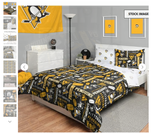 NHL Comforter Set Vegas Knights Red Wings BRUINS PENGUINS Blackhawks Kraken NEW - Afbeelding 29 van 63
