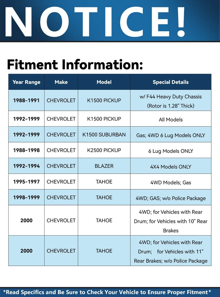 4WD Front Drilled Rotors Brake Pads for Chevy Tahoe GMC Yukon Cadillac Escalade - Image 3 of 4