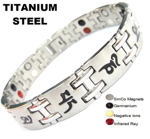 Magnétique Power Energy Santé Bracelet Bio Brassard 4in1 arthrite Acier de Titan