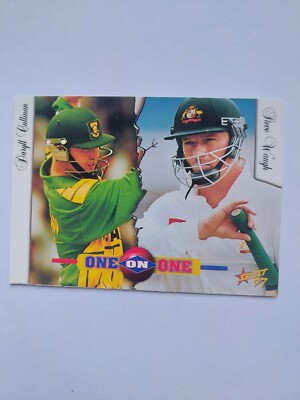 1997-98 SELECT CRICKET CARD -ONE ON ONE - STEVE WAUGH - DARYL CULLINAN - CARD 57