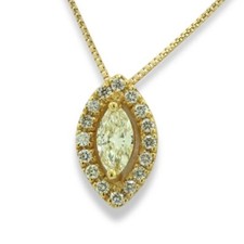 Wert 2.350 Euro Solitär Diamant-Brillant-Anhänger an Kette Neu 750 Gelbgold