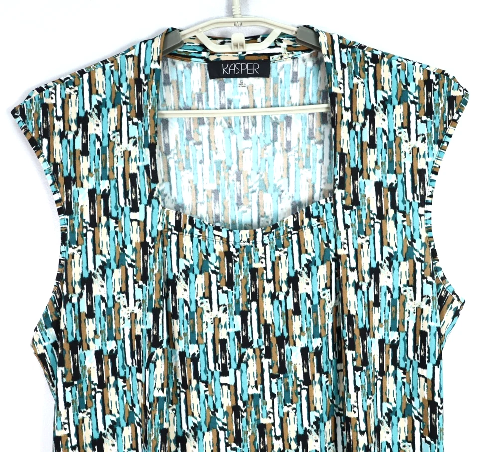 Camiseta sin mangas para mujer KASPER 96 % poliéster cuello cuadrado geométrica multicolor talla XL Foto 3 de 4