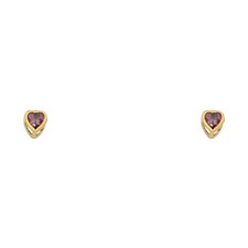 Girls 14k Yellow Gold Birthstone June CZ Heart Screw Back Earrings