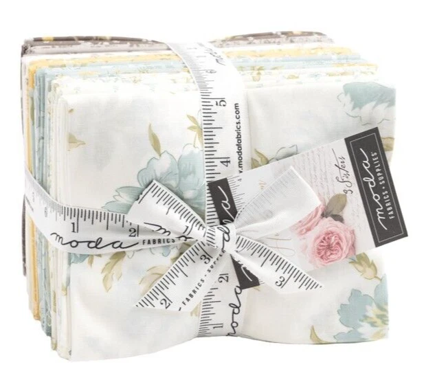 HONEYBLOOM 32 Fat Quarters 3 Sisters Moda QUILT Fabric Grand Floral aqua 44340AB - Image 2 of 4