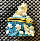 FIVE DOLPHINS IN THE WAVES CERAMIC HINGED PILL BOX 2" X 1 3/4" X 2 1/2" TALL — photo 2