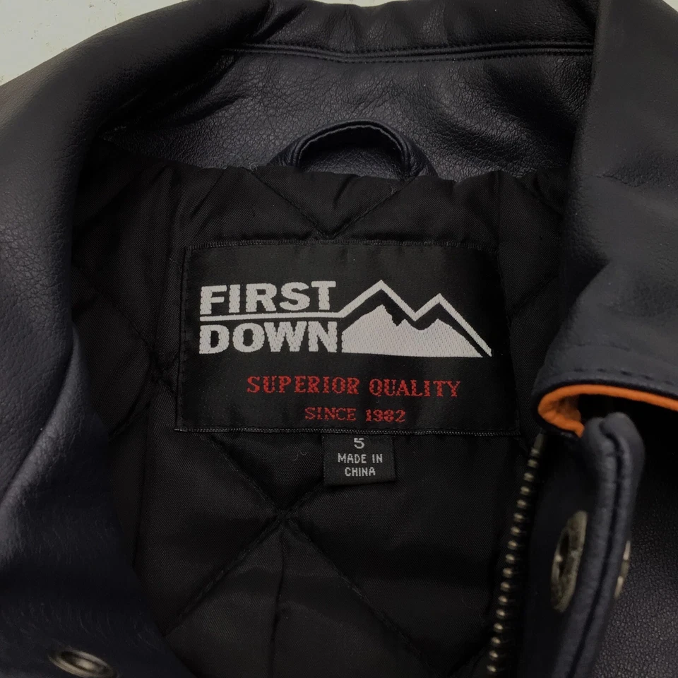 First Down Bomber Jacket Size 5 PVC Casting Leather First Down Flying America - Image 4 of 4