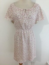 J.CREW Silk Blouson Dress Beige w/Pink Olive Taupe Floral Size 2