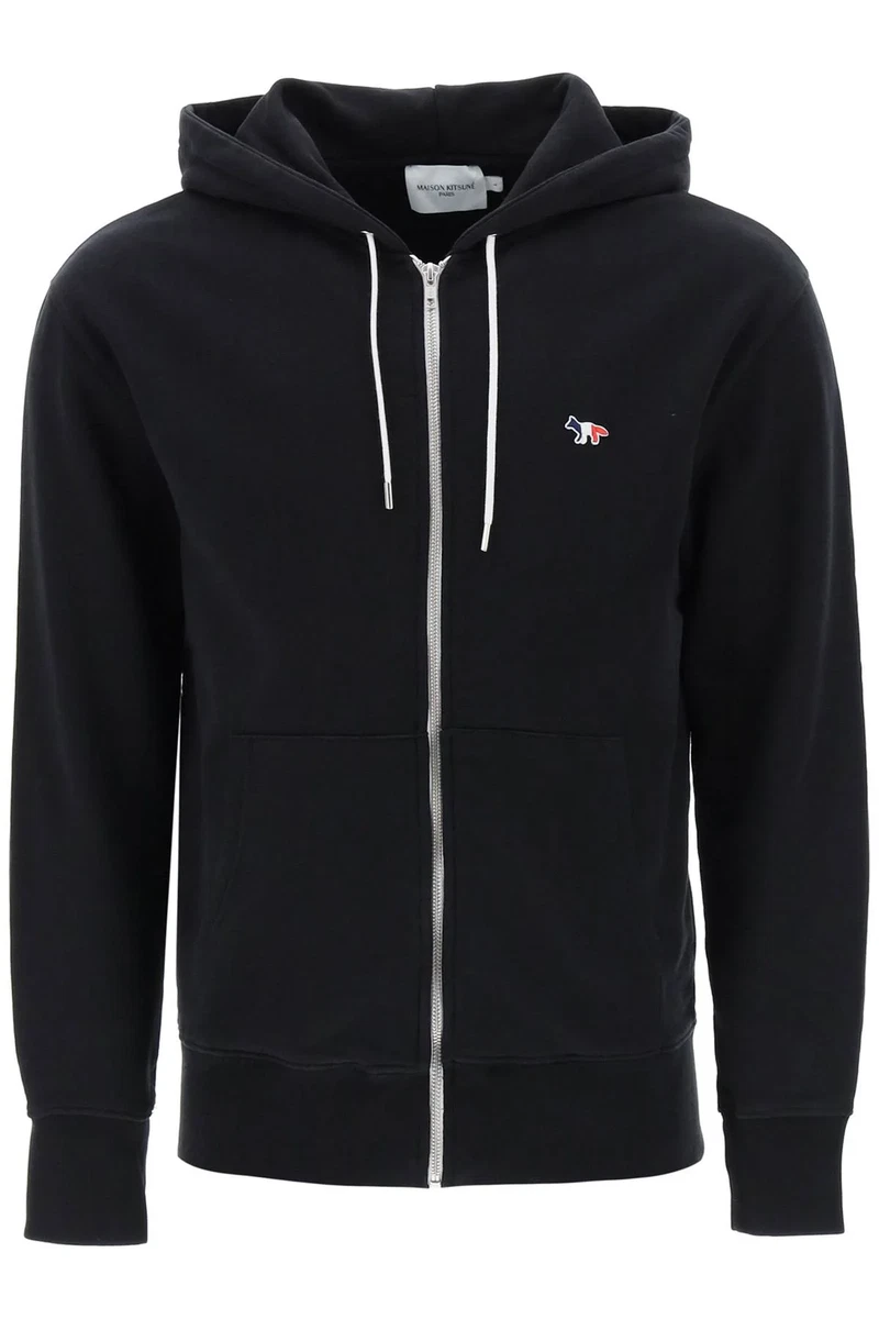 NEW Maison kitsune full zip hoodie with tricolor fox patch