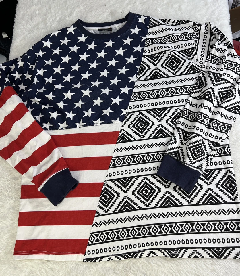 Camisa de manga larga Diamond Stash talla 3XL para hombre/unisex bandera americana/medios mixtos Foto 3 de 4