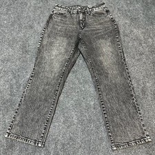 NEW Time Tru Jeans Womens 4 Grey Denim Cotton Blend Straight High Rise Pockets