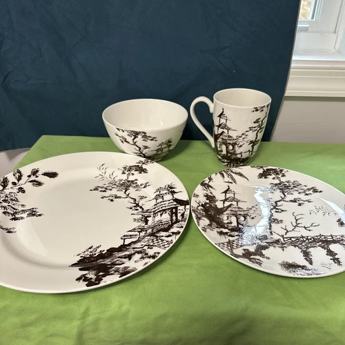 Lenox Toile Tale Chocolate Set - Mug, Bowl, Accent Plate, Dinner Plate - NEW