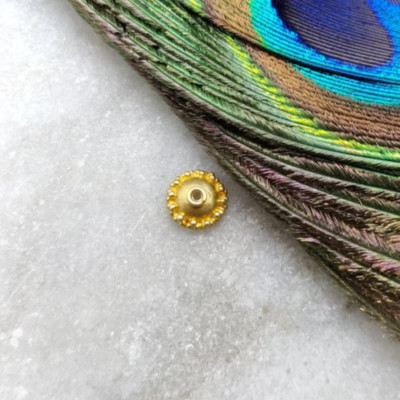 18k Solid Yellow  Gold Fancy Spacer Caps Jewelry Wholesale Findings, 7mm