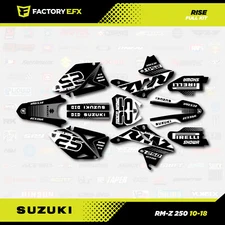 Black & Gray Rise Racing Graphic Kit fit 10-18 Suzuki RMZ250 Decal RMZ 250