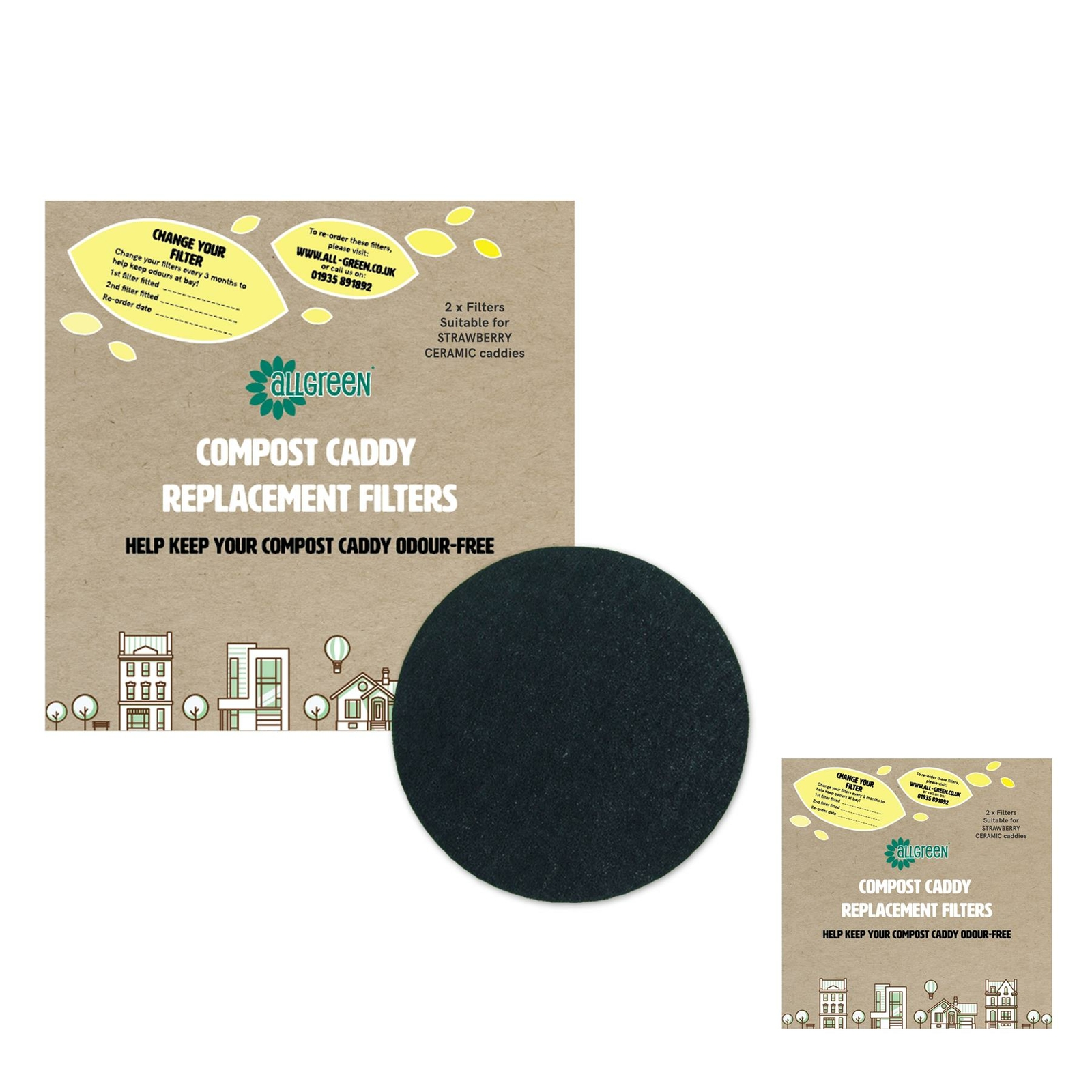 Compost Caddy Spare Filters-For Strawberry Ceramic Caddies (Pack of 4)