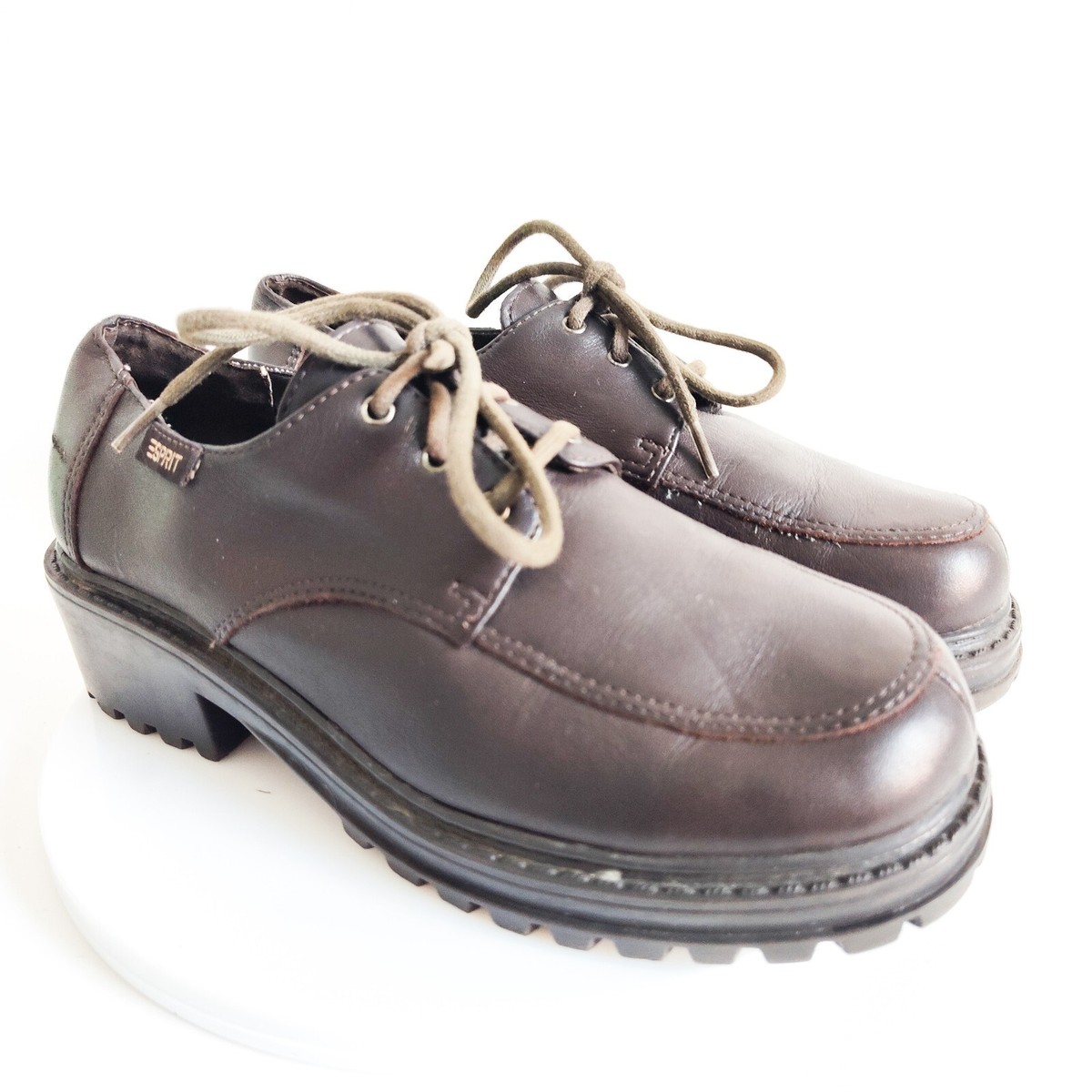 Y2K 90s Vintage Esprit Brown Leather Chunky Lug Sole Lace Up Y2K 90s Vintage Esprit Brown Leather Chunky Lug Sole Lace Up