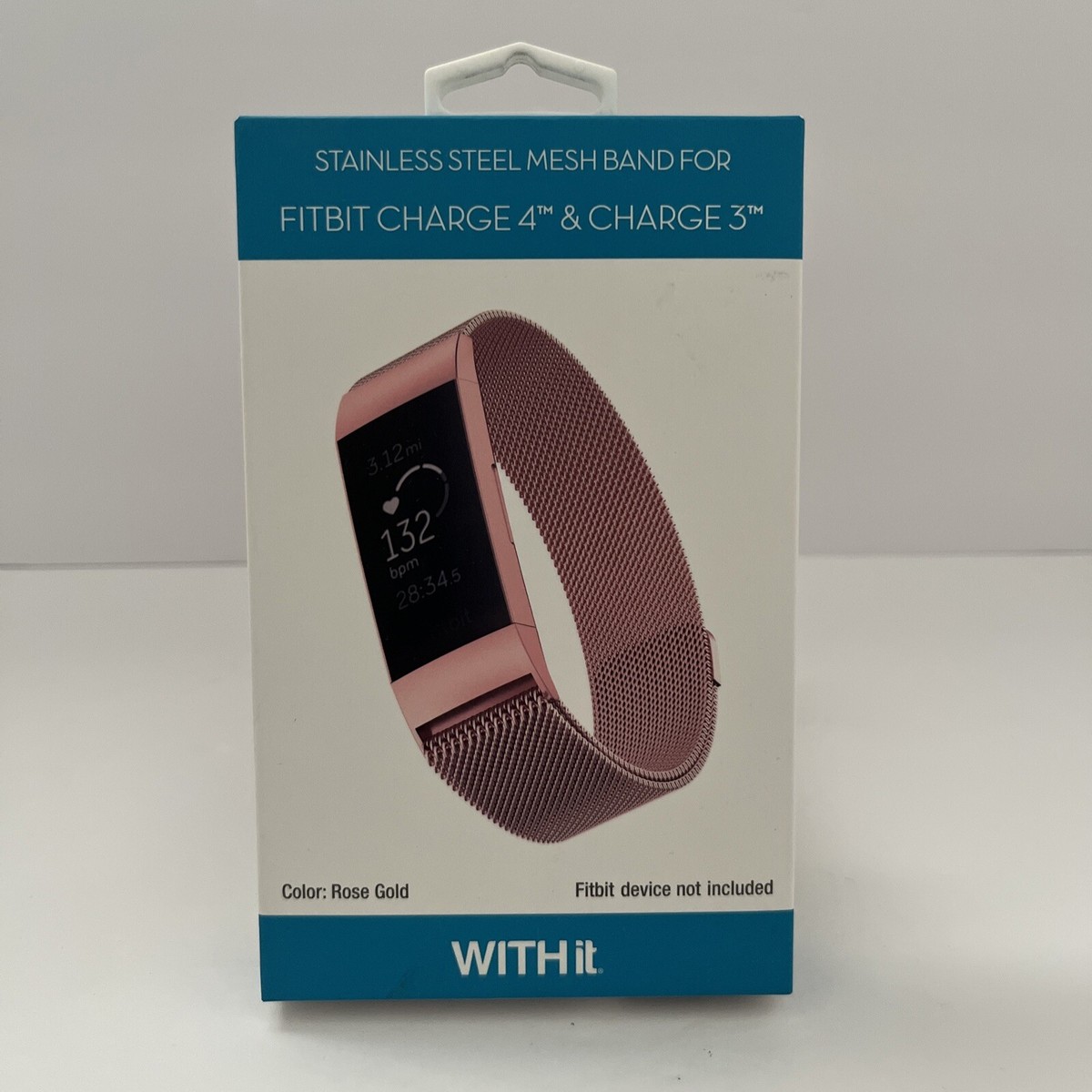 WITHit Rose Gold Stainless Steel Mesh Watch Band For Fitbit Charge