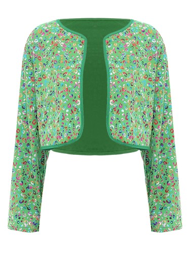 Unisex Adult Shiny Leopard Print Long Sleeve Cardigan Open Front Party Dance - Picture 46 of 93