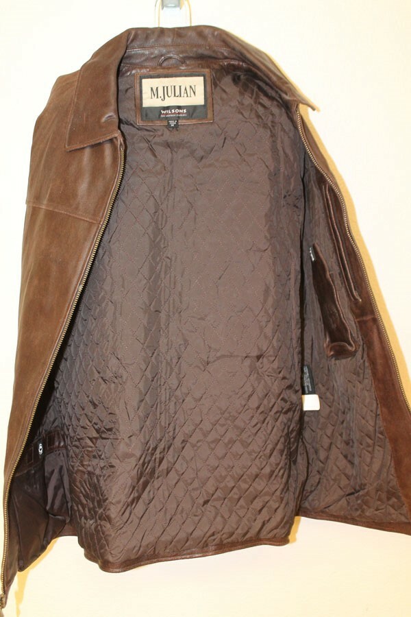 MENS WILSONS VINTAGE HICKORY BROWN LEATHER FLIGHT/PILOT JACKET SZ M image 4