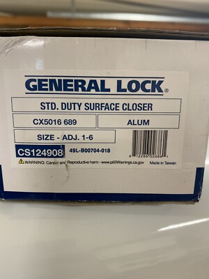 GENERAL LOCK Door Closer CX5016 689 TRI-Pack, Adjustable 1-6 Aluminum Open Box