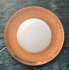 Vintage 60s Nordic “Moon Eclipse” Copper & Glass Wall Light, Working